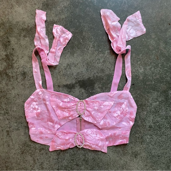 For Love and Lemons Pink Crop/Bra Top - Picture 1 of 4